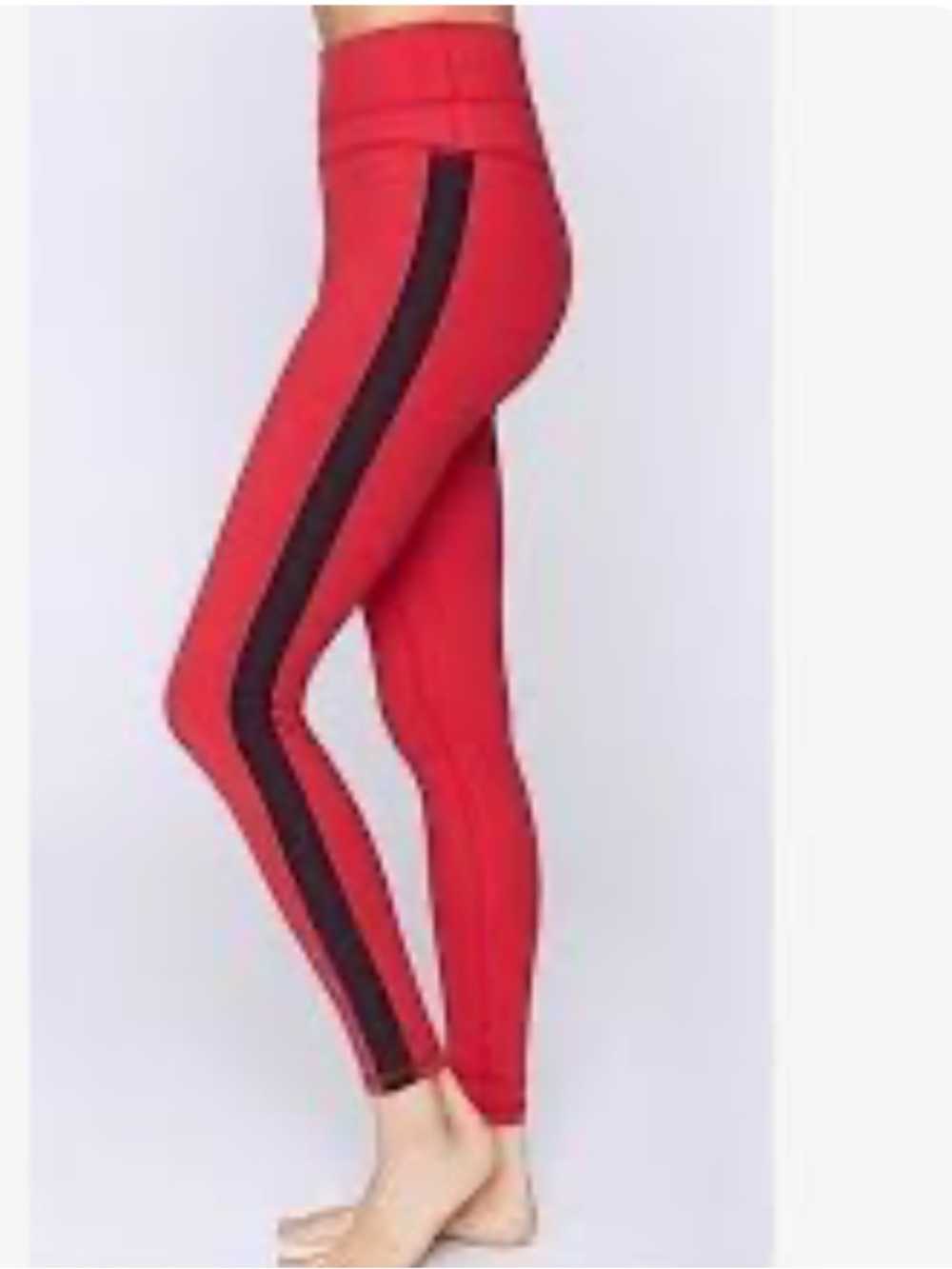Spiritual Gangster Pinkish Red Leggings with Black Side Stripe NWT